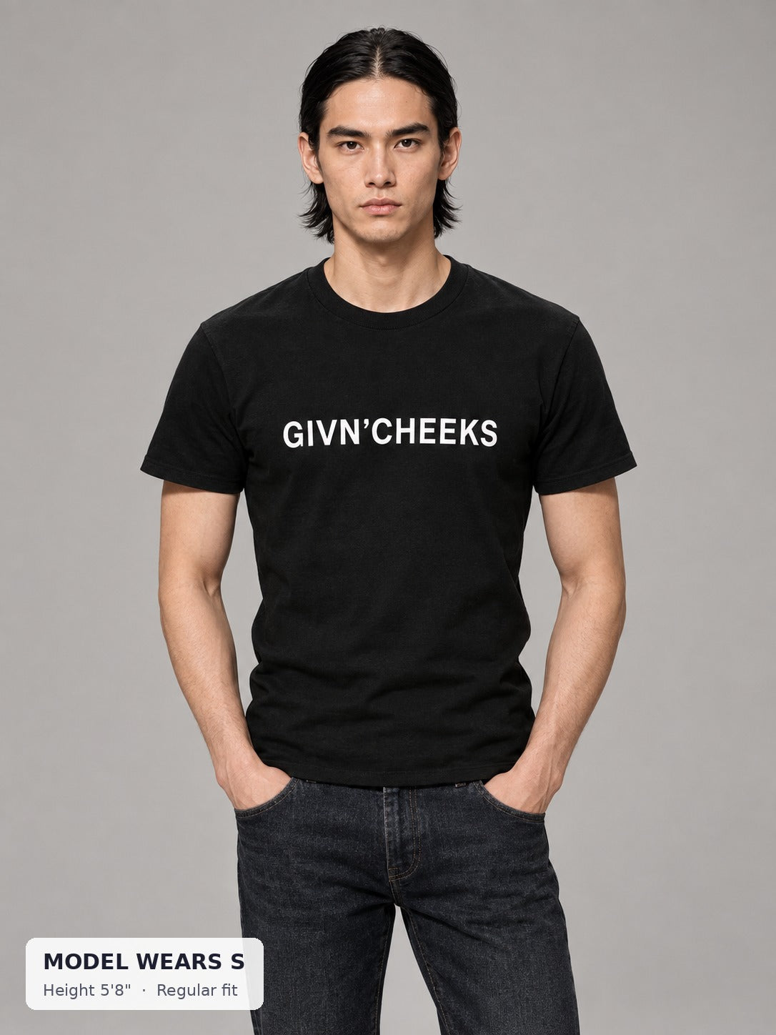 Givn' Cheeks Tee on a slim model wearing size S, 5'8" - Good Trouble Fashion