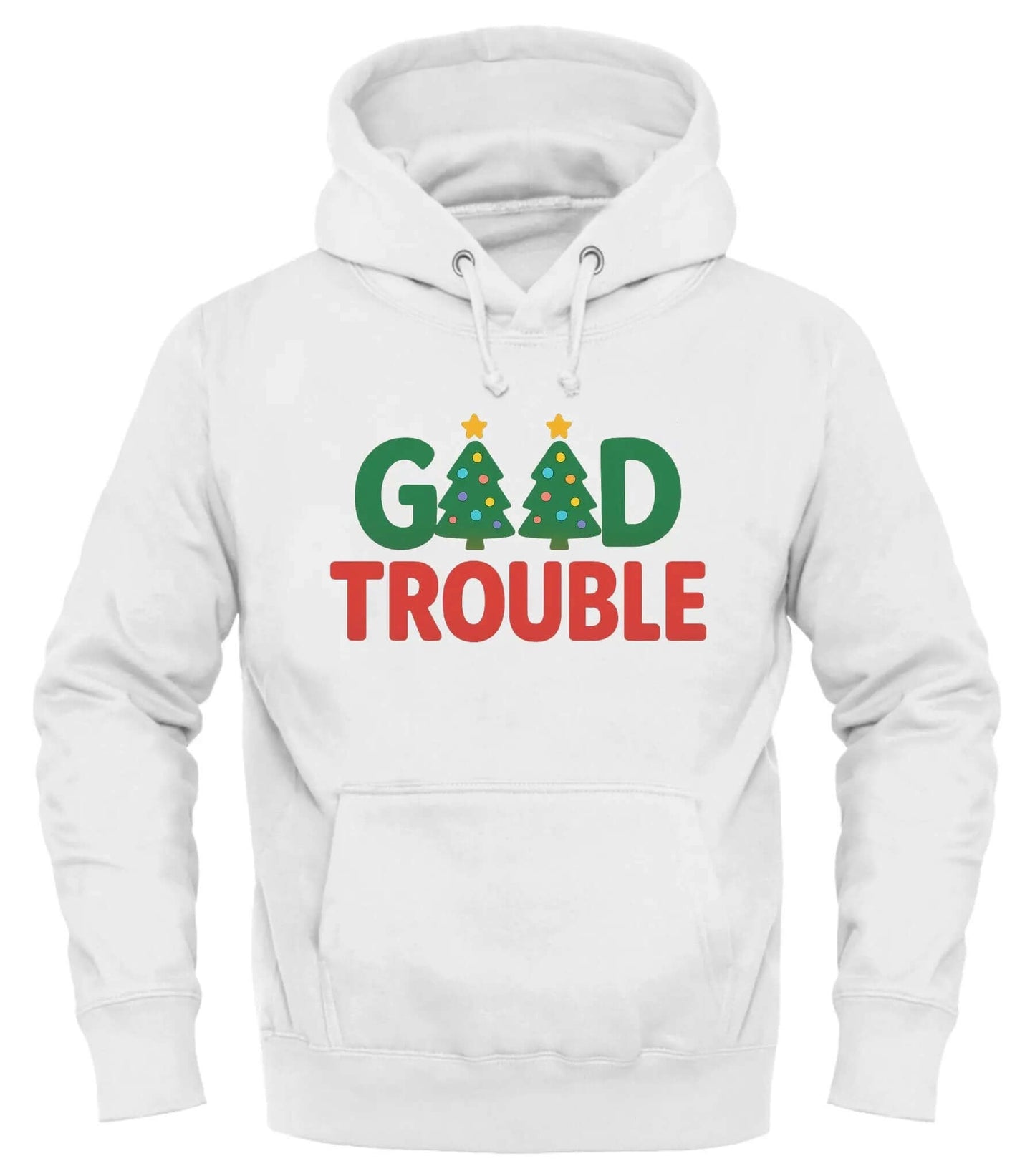 Good Trouble Christmas Tree Sweatshirt – unisex graphic crewneck sweatshirt from Good Trouble Fashion – soft fleece product photo