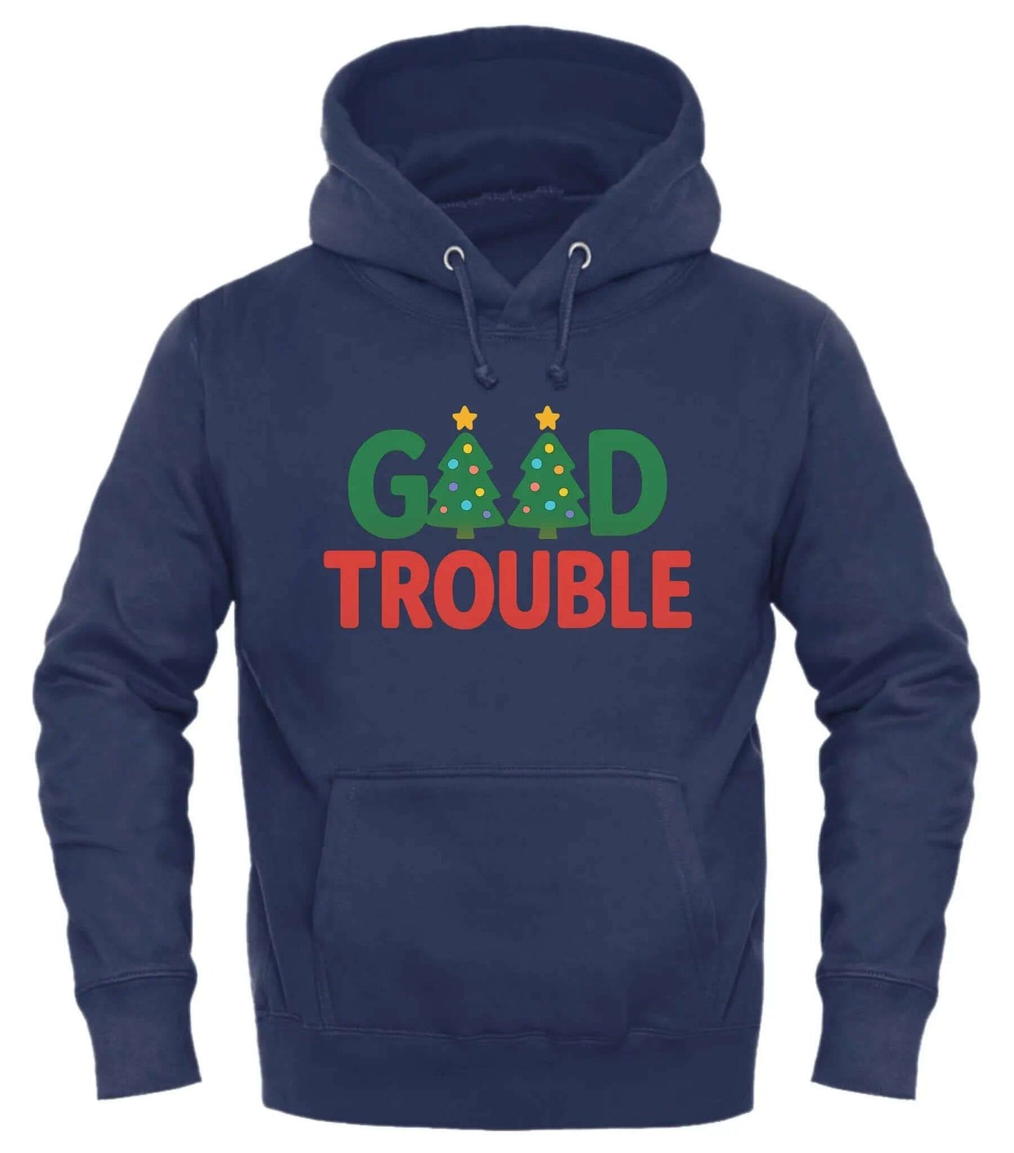 Good Trouble Christmas Tree Sweatshirt – unisex graphic crewneck sweatshirt from Good Trouble Fashion – soft fleece product photo