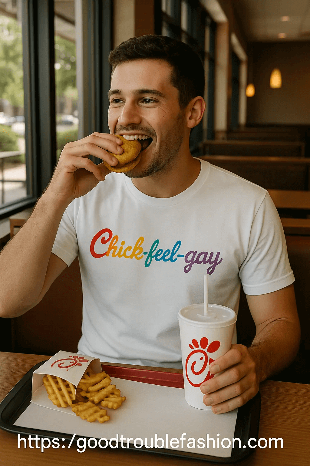 Chick-feel-gay Good Trouble Graphic Tee – unisex graphic cotton T-shirt from Good Trouble Fashion – soft jersey tee product photo