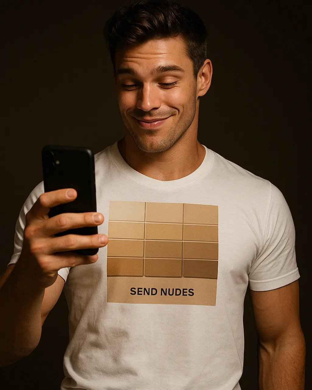Send Nudes T-Shirt – unisex graphic cotton T-shirt from Good Trouble Fashion – soft jersey tee product photo