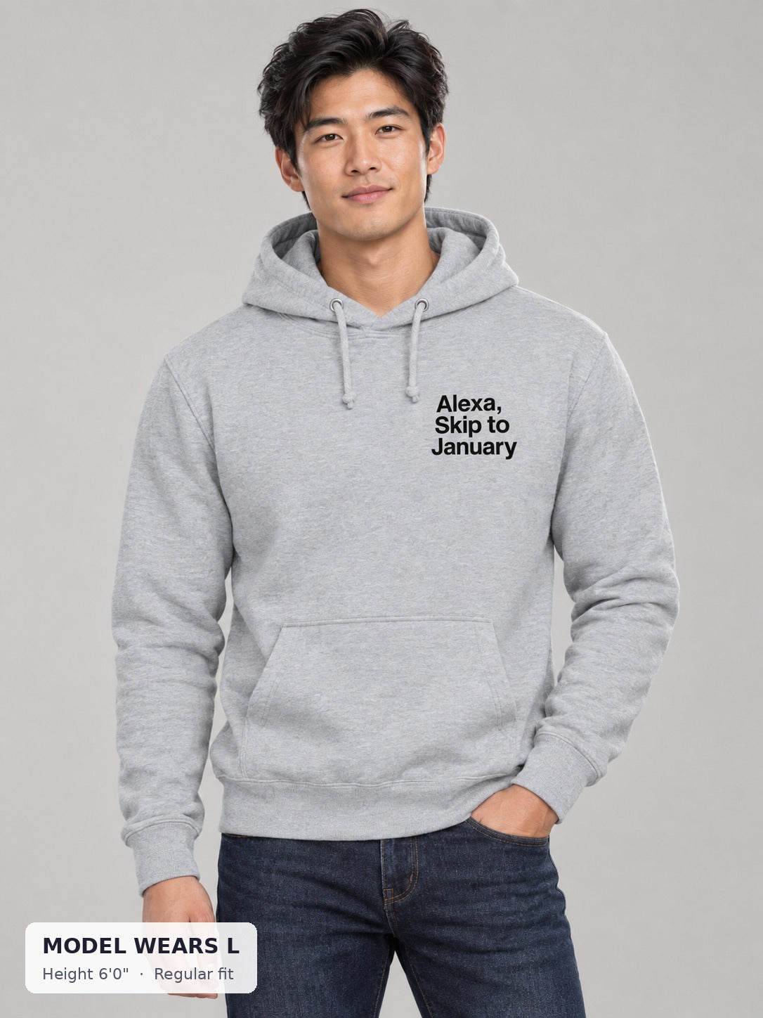 Alexa, Skip to January Hoodie on an athletic model wearing size L, 6'0" - Good Trouble Fashion