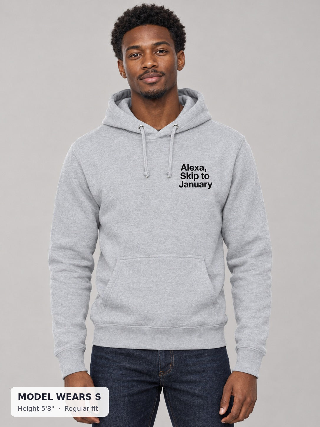 Alexa, Skip to January Hoodie on a slim model wearing size S, 5'8" - Good Trouble Fashion