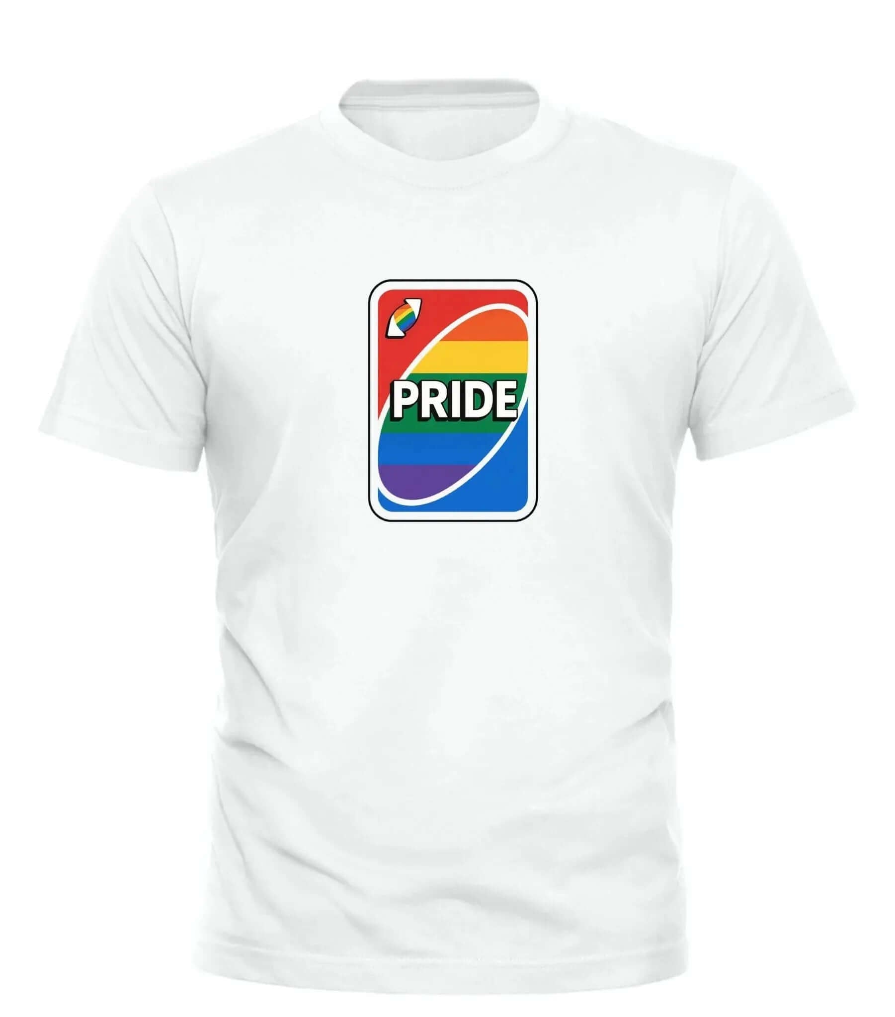 Pride Shirt Uno Card Design – unisex graphic cotton T-shirt from Good Trouble Fashion – soft jersey tee product photo