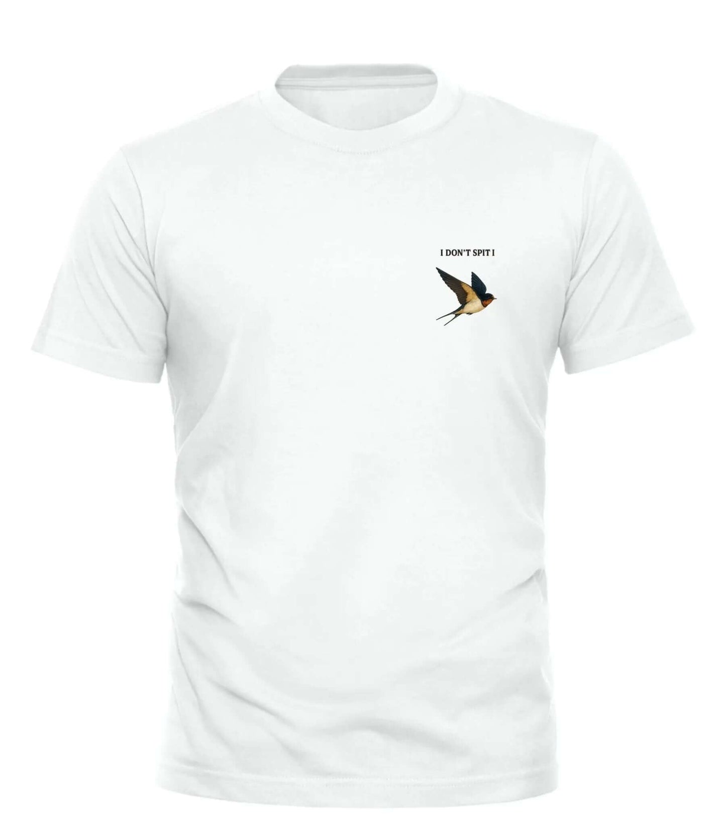 Swallow Don't Spit Tee – unisex graphic cotton T-shirt from Good Trouble Fashion – soft jersey tee product photo