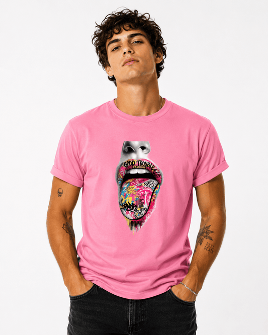 Good Trouble Graffiti Tongue Graphic Tee – Streetwear Statement T-Shirt - Good Trouble Fashion
