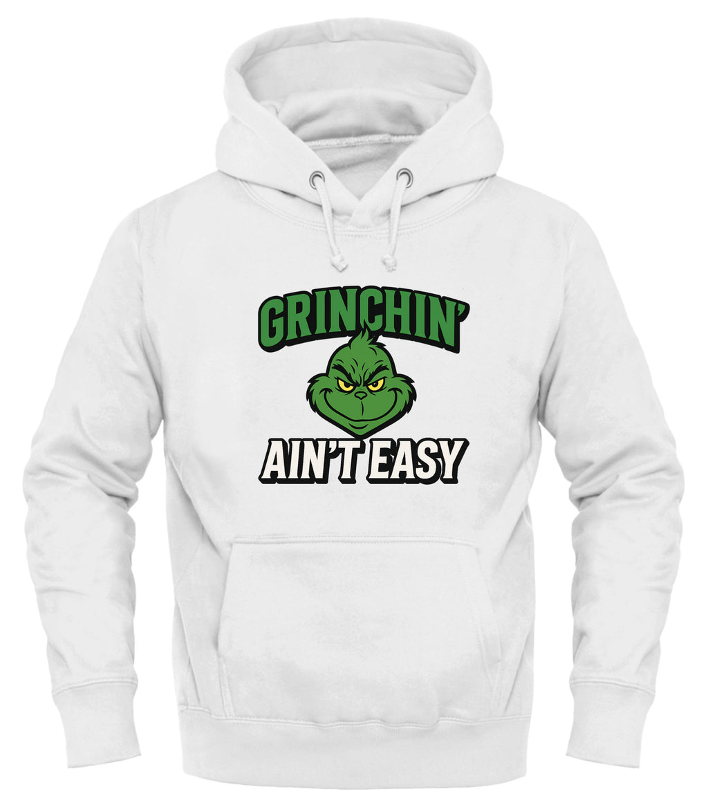 White Grinchin' Ain't Easy Hoodie by Good Trouble with festive graphic design for holiday fans
