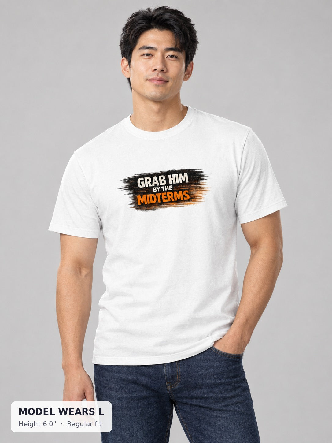 Grab Him by the Midterms Tee on an athletic model wearing size L, 6'0" - Good Trouble Fashion