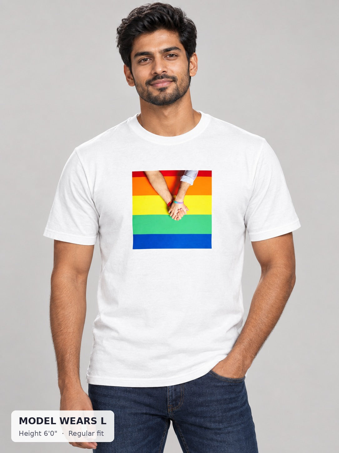 Holding Onto Pride Tee on an athletic model wearing size L, 6'0" - Good Trouble Fashion