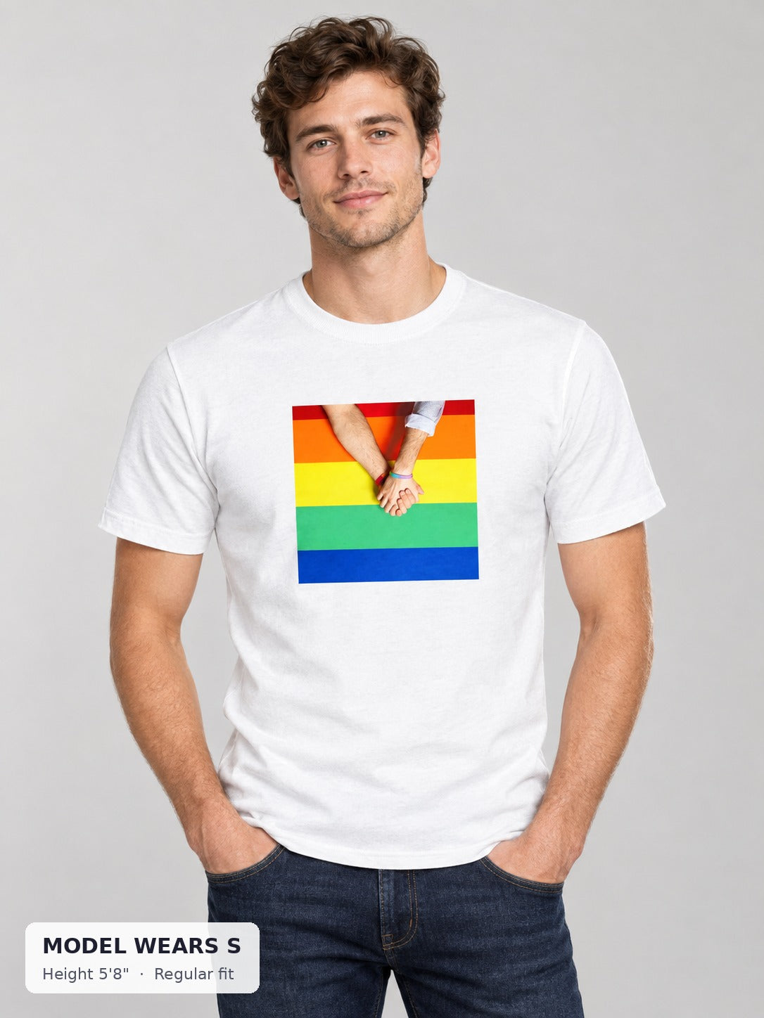 Holding Onto Pride Tee on a slim model wearing size S, 5'8" - Good Trouble Fashion