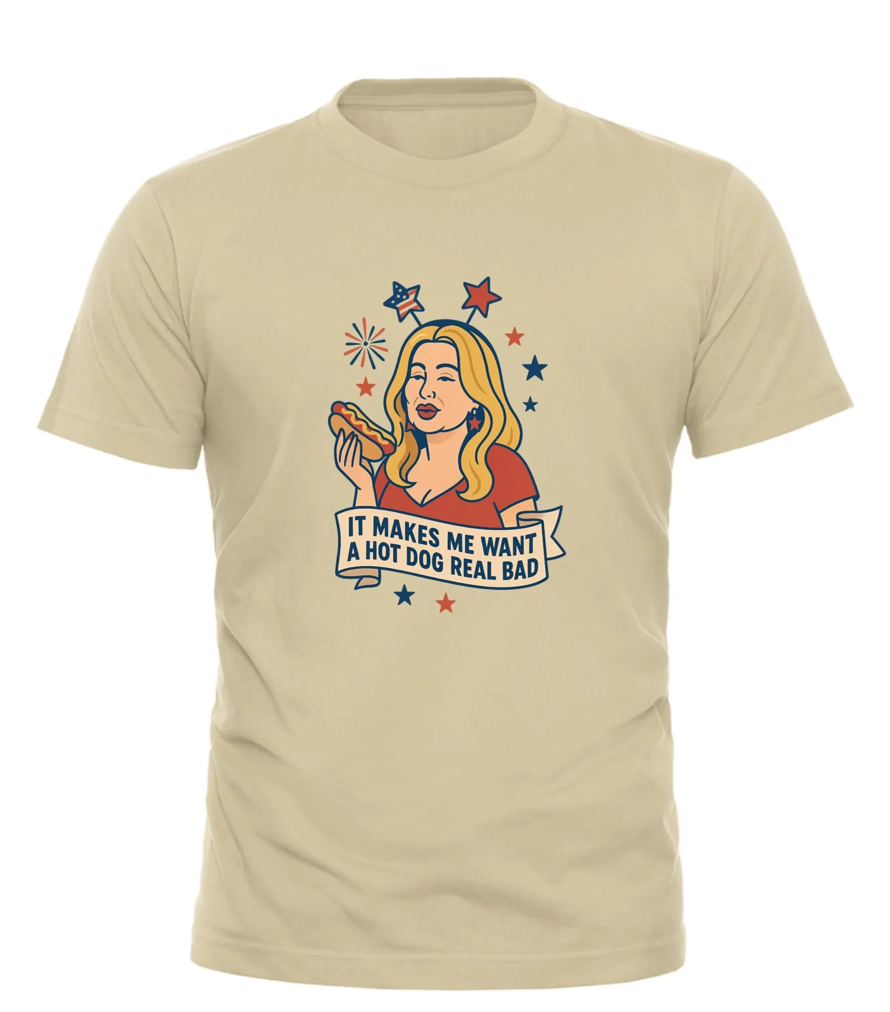 Good Trouble hot dog real bad t-shirt featuring a woman holding a hot dog with colorful stars