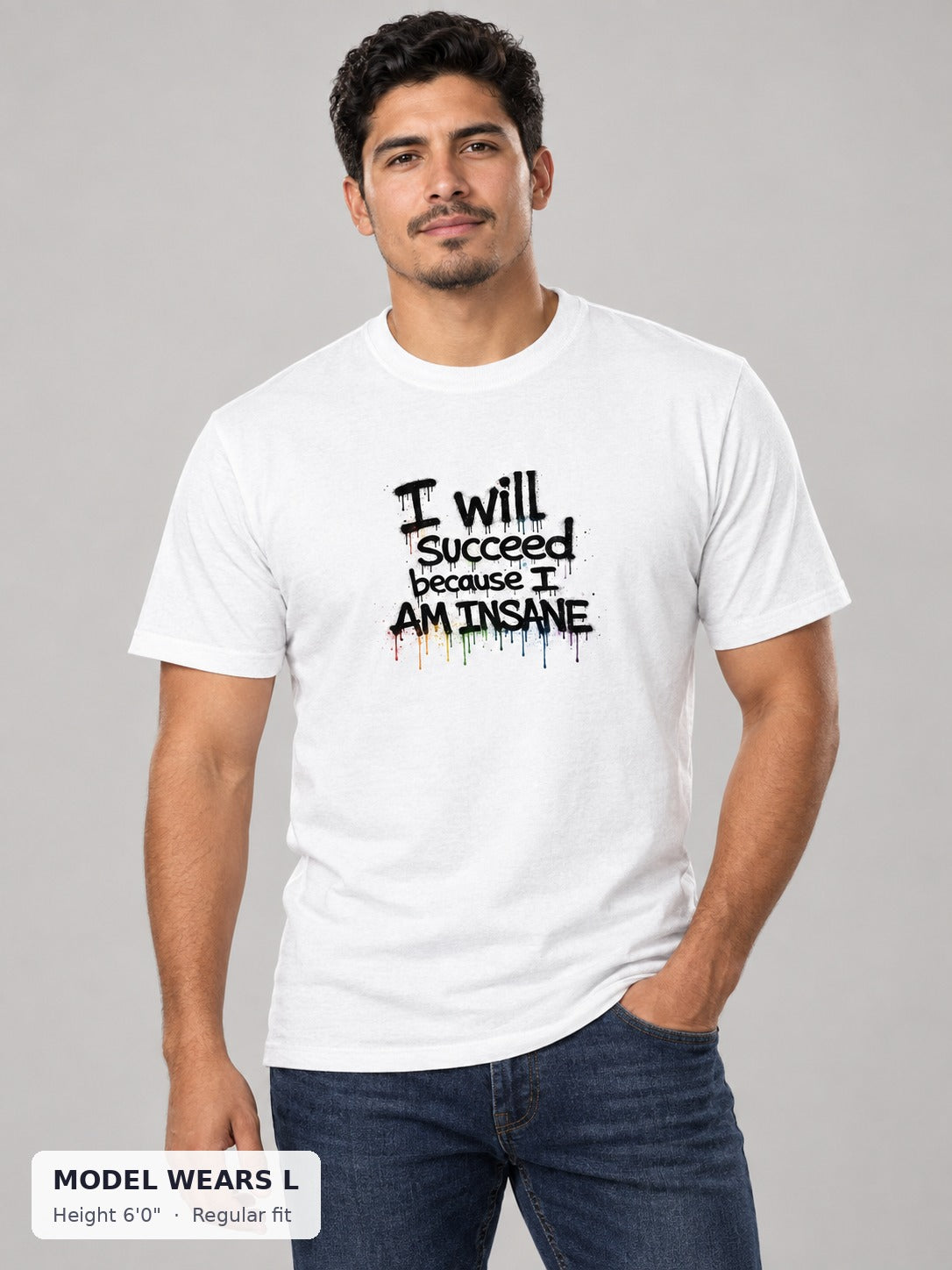 I Will Succeed Tee on an athletic model wearing size L, 6'0" - Good Trouble Fashion