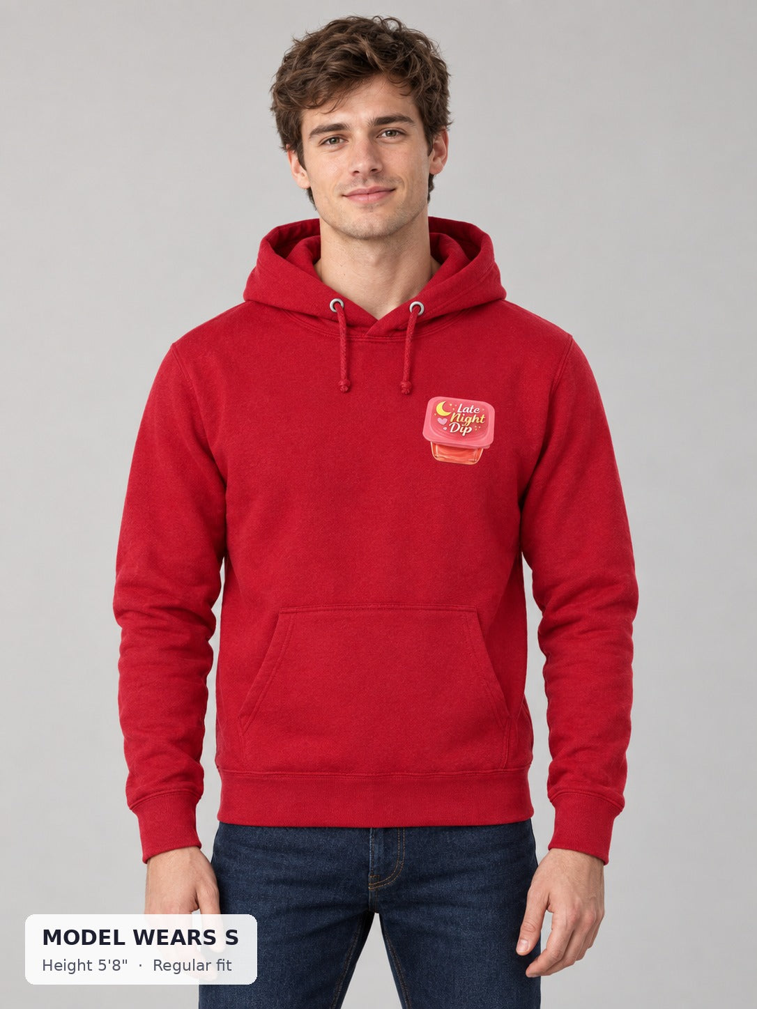 Late Night Dip Hoodie on a slim model wearing size S, 5'8" - Good Trouble Fashion