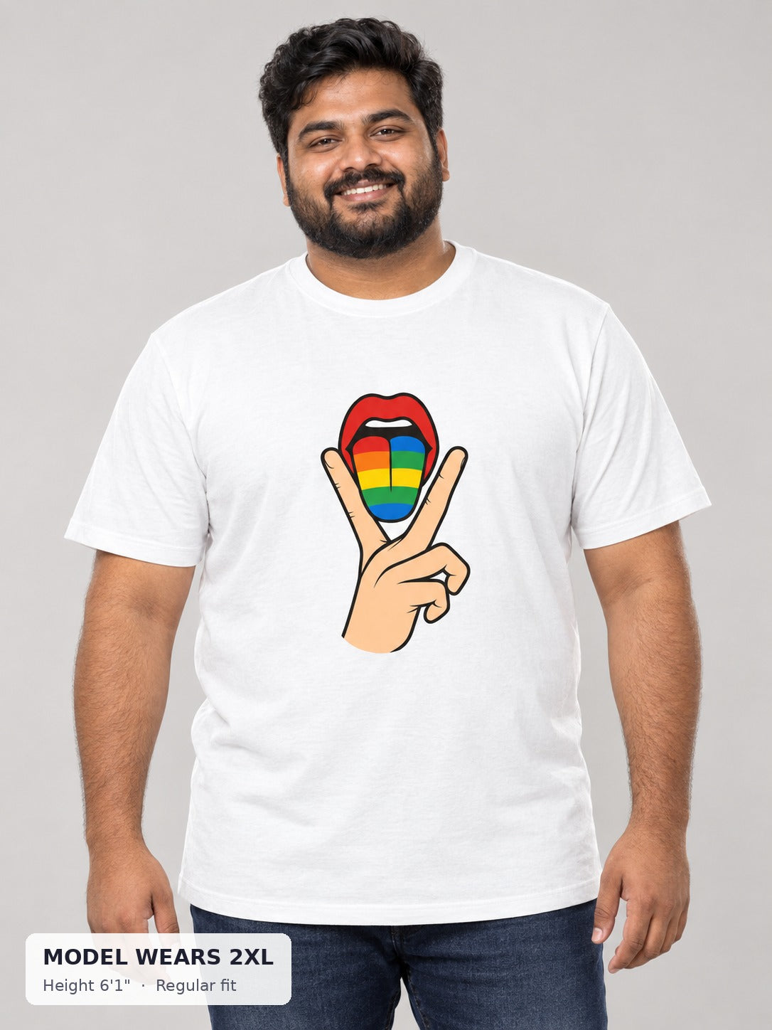 Lick It Pride Tee on a plus-size model wearing size 2XL, 6'1" - Good Trouble Fashion