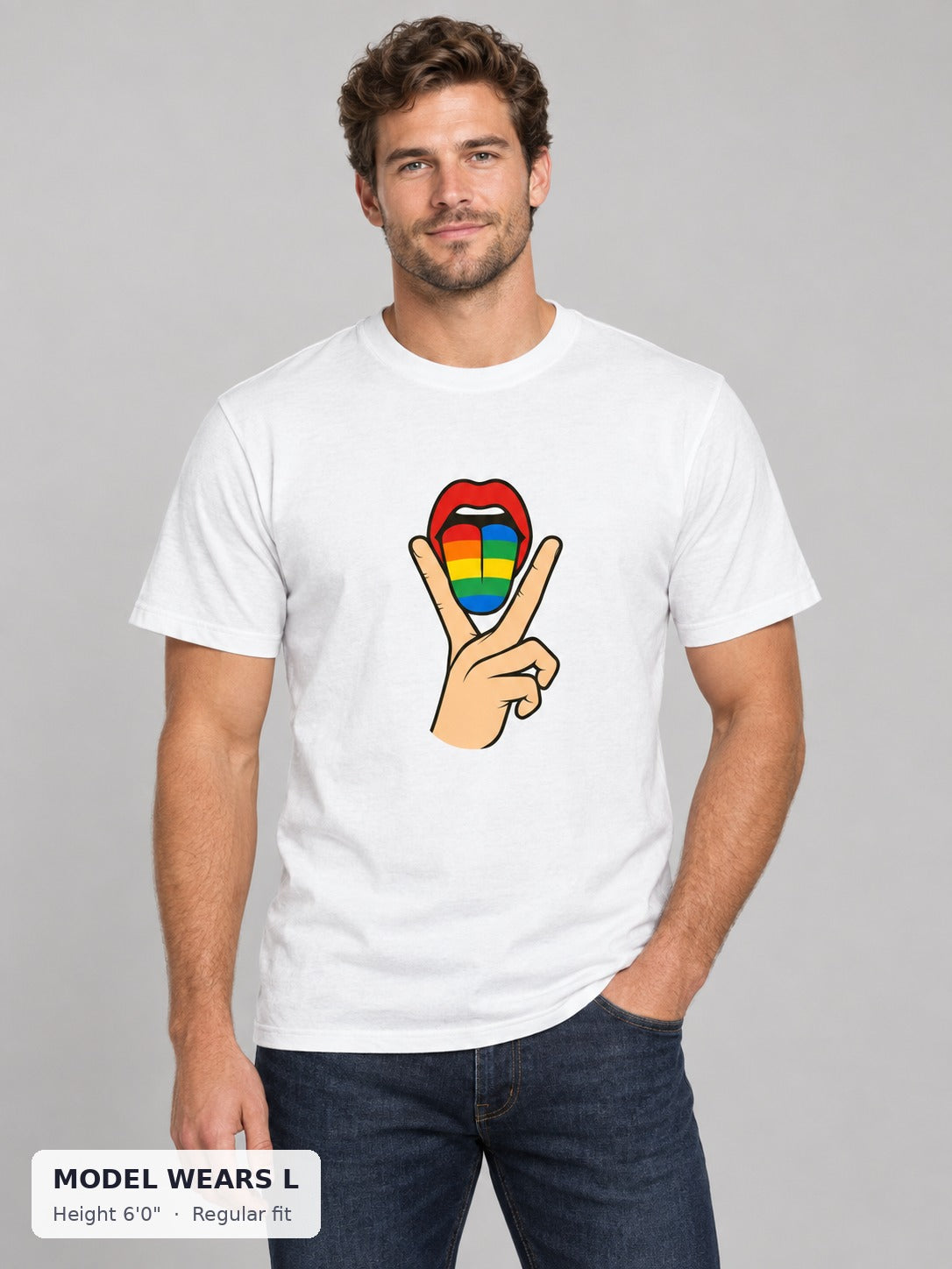Lick It Pride Tee on an athletic model wearing size L, 6'0" - Good Trouble Fashion