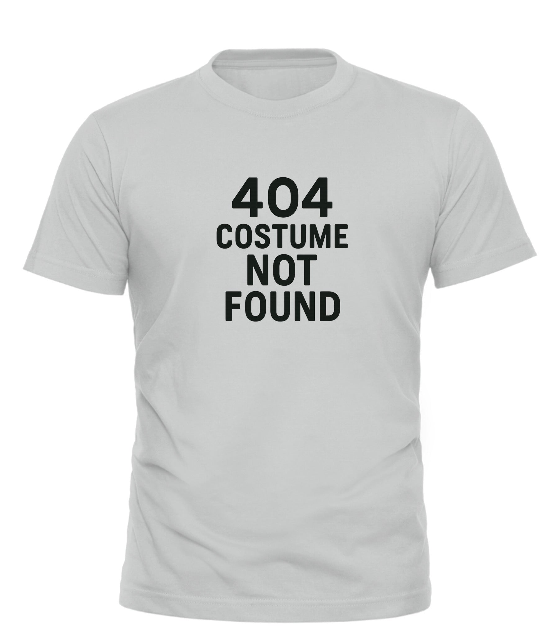 Good Trouble Garments white t-shirt with bold black 404 costume not found shirt text on front