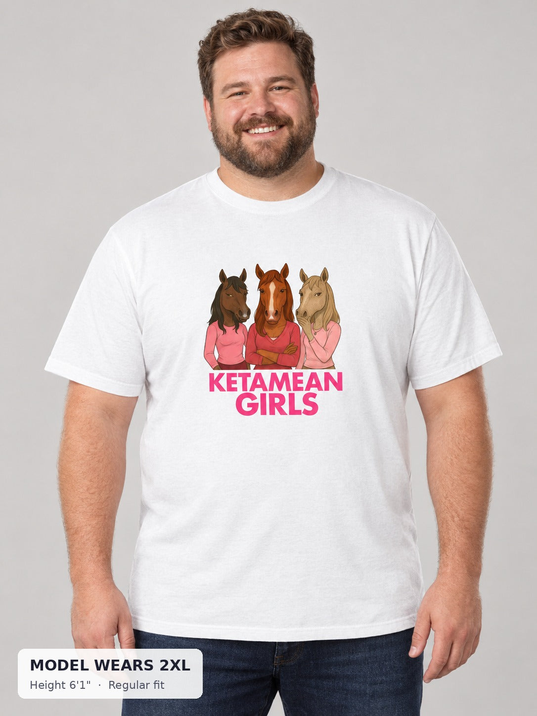 Mean Girls Ketamine Tee on a plus-size model wearing size 2XL, 6'1" - Good Trouble Fashion
