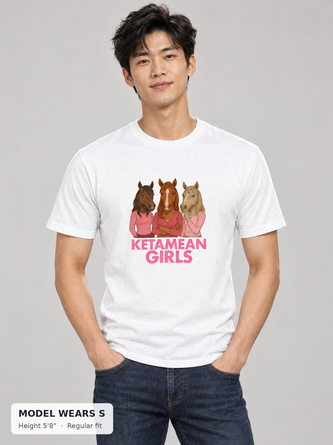 Mean Girls Ketamine Tee on a slim model wearing size S, 5'8" - Good Trouble Fashion