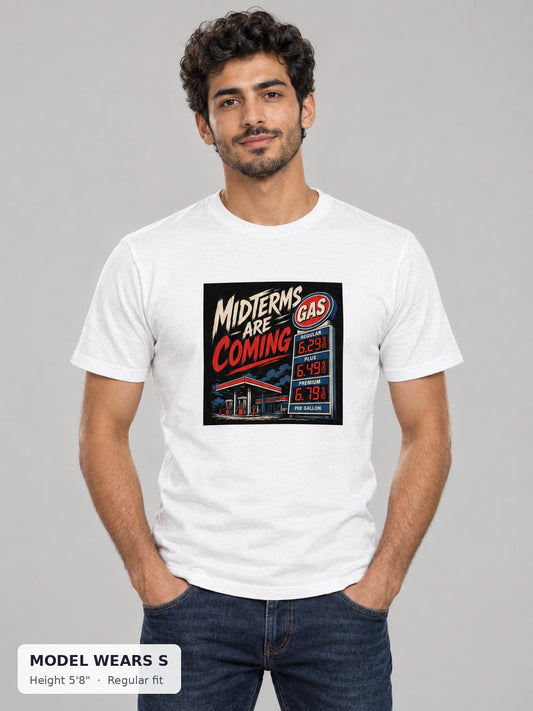 Midterms Are Coming Tee on a slim model wearing size S, 5'8" - Good Trouble Fashion