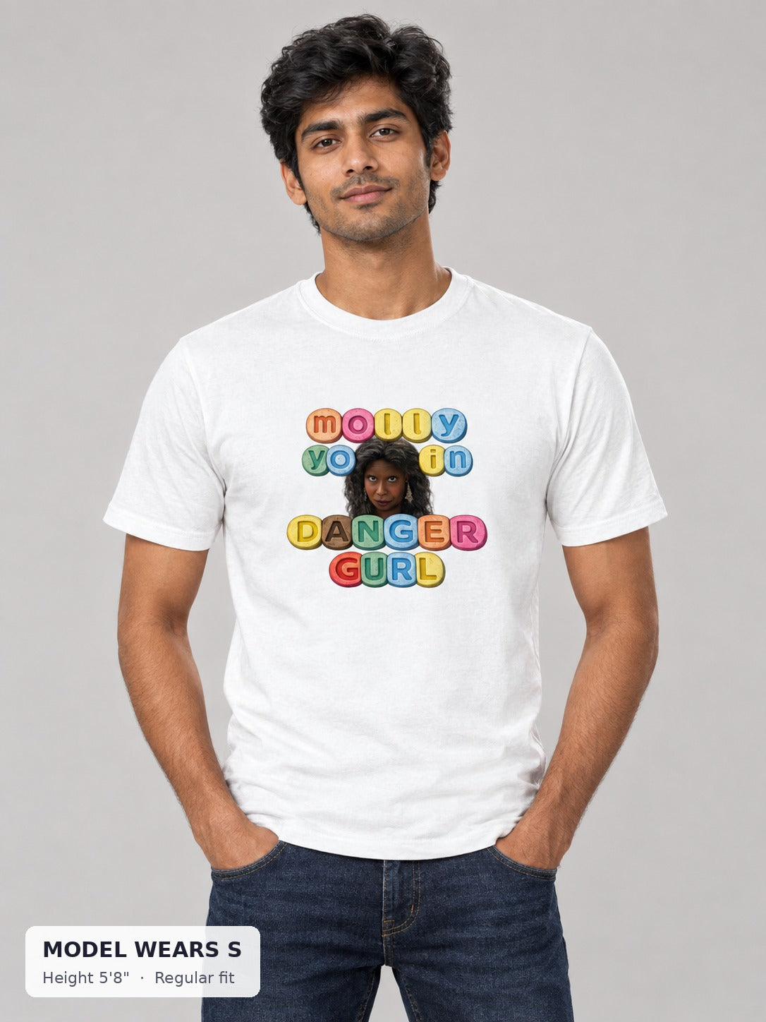 Molly Festival Tee on a slim model wearing size S, 5'8" - Good Trouble Fashion