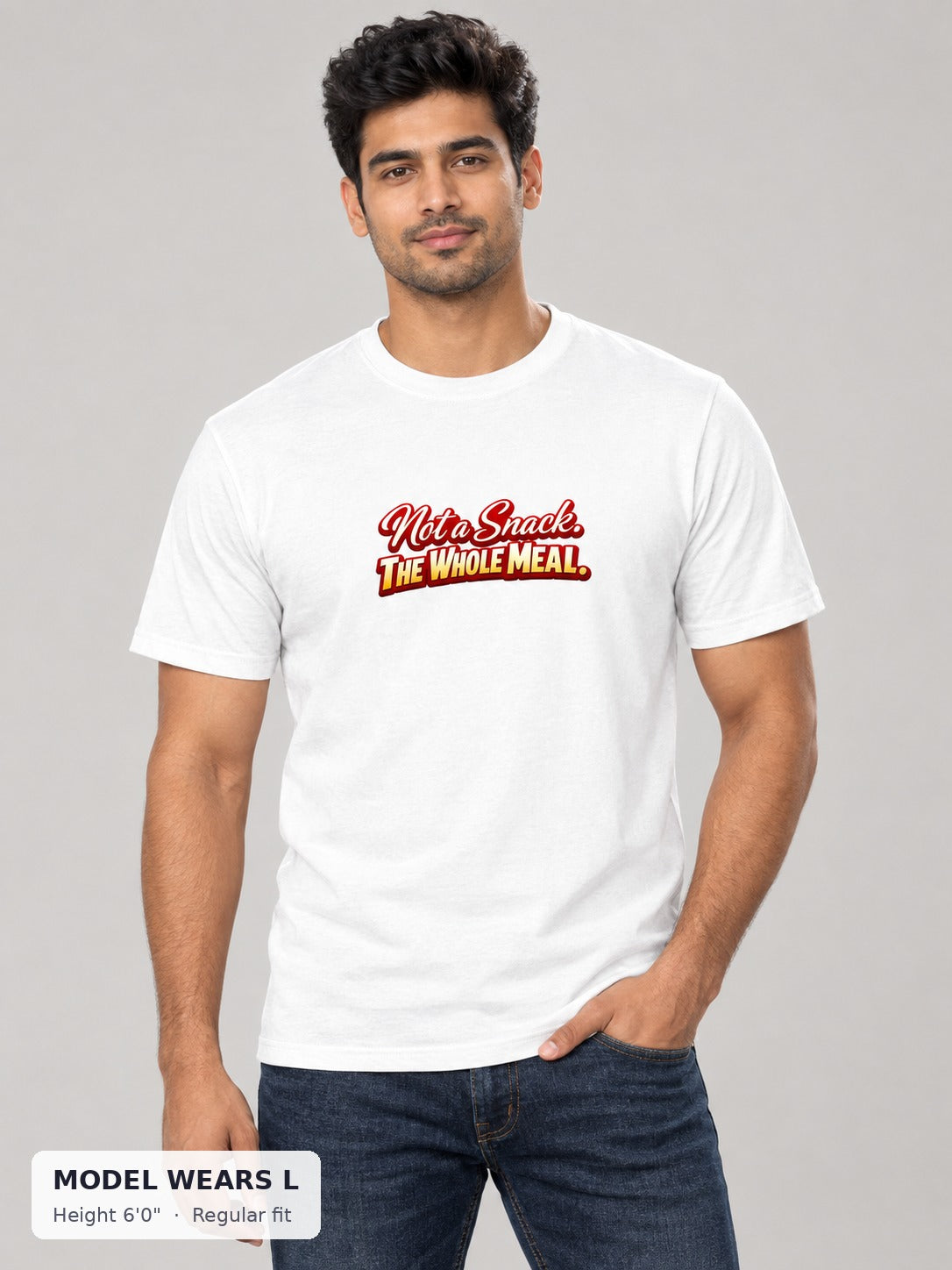 Not a Snack Tee on an athletic model wearing size L, 6'0" - Good Trouble Fashion