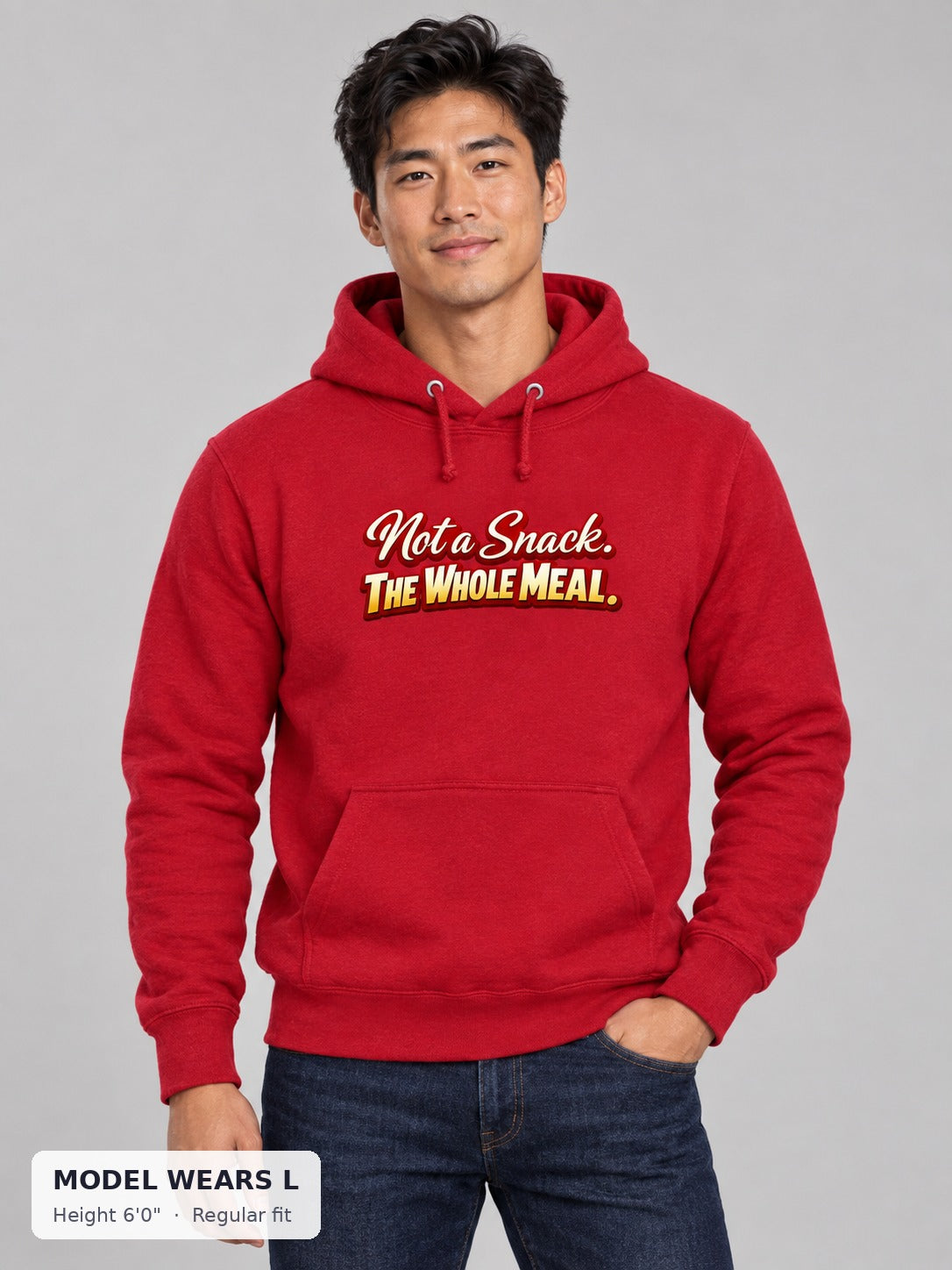 Not a Snack, Whole Meal Hoodie on an athletic model wearing size L, 6'0" - Good Trouble Fashion