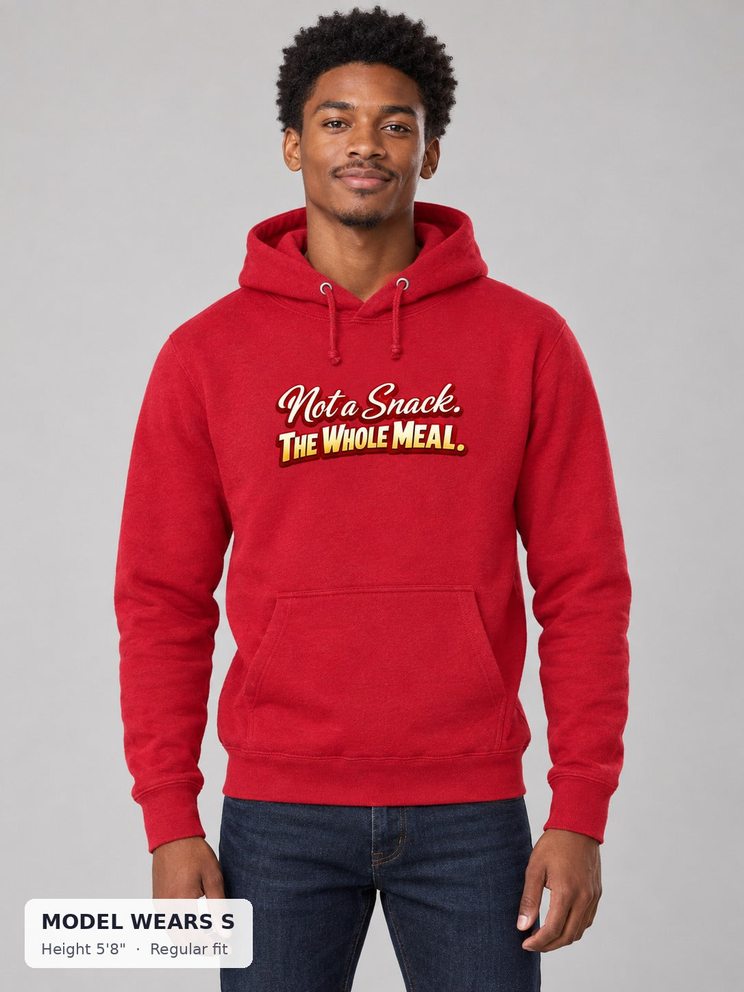 Not a Snack, Whole Meal Hoodie on a slim model wearing size S, 5'8" - Good Trouble Fashion