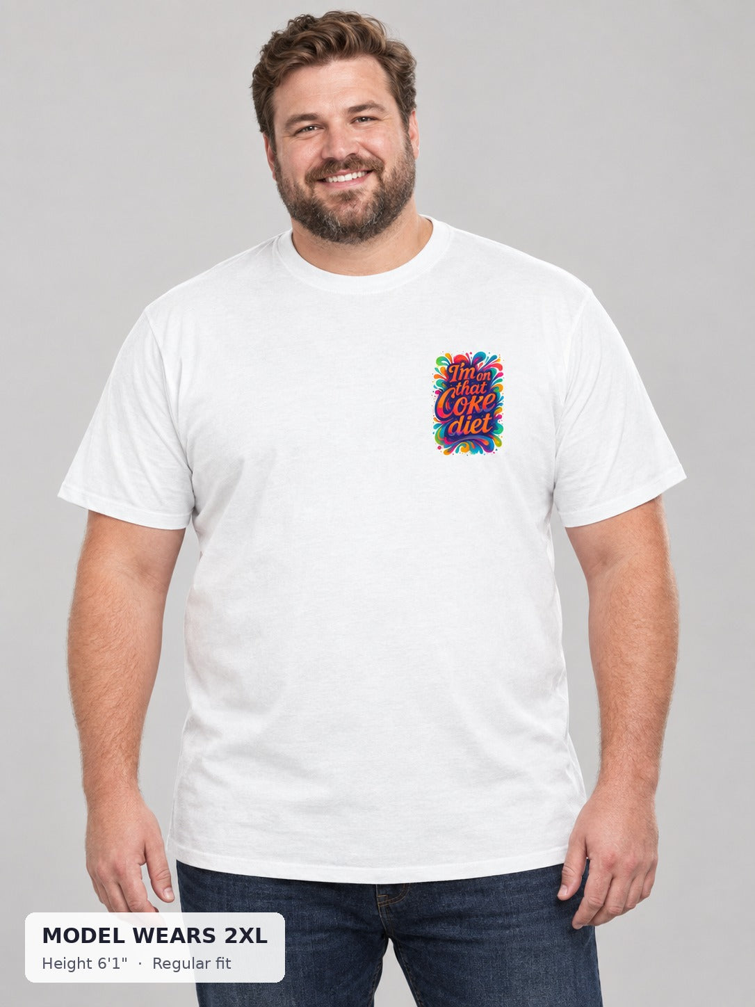 On That Coke Diet Tee on a plus-size model wearing size 2XL, 6'1" - Good Trouble Fashion