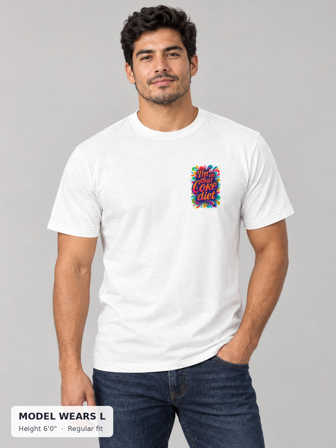 On That Coke Diet Tee on an athletic model wearing size L, 6'0" - Good Trouble Fashion