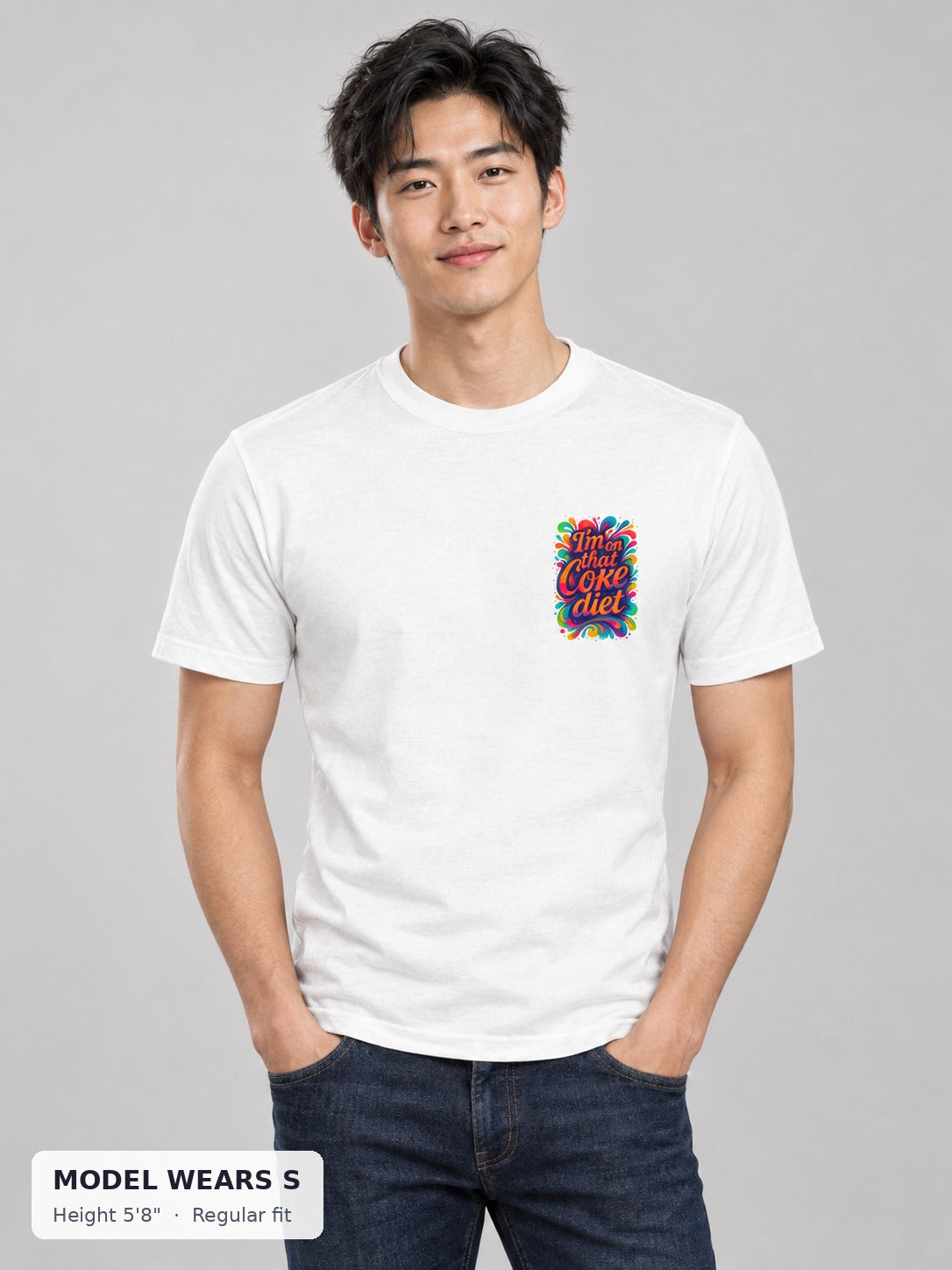 On That Coke Diet Tee on a slim model wearing size S, 5'8" - Good Trouble Fashion