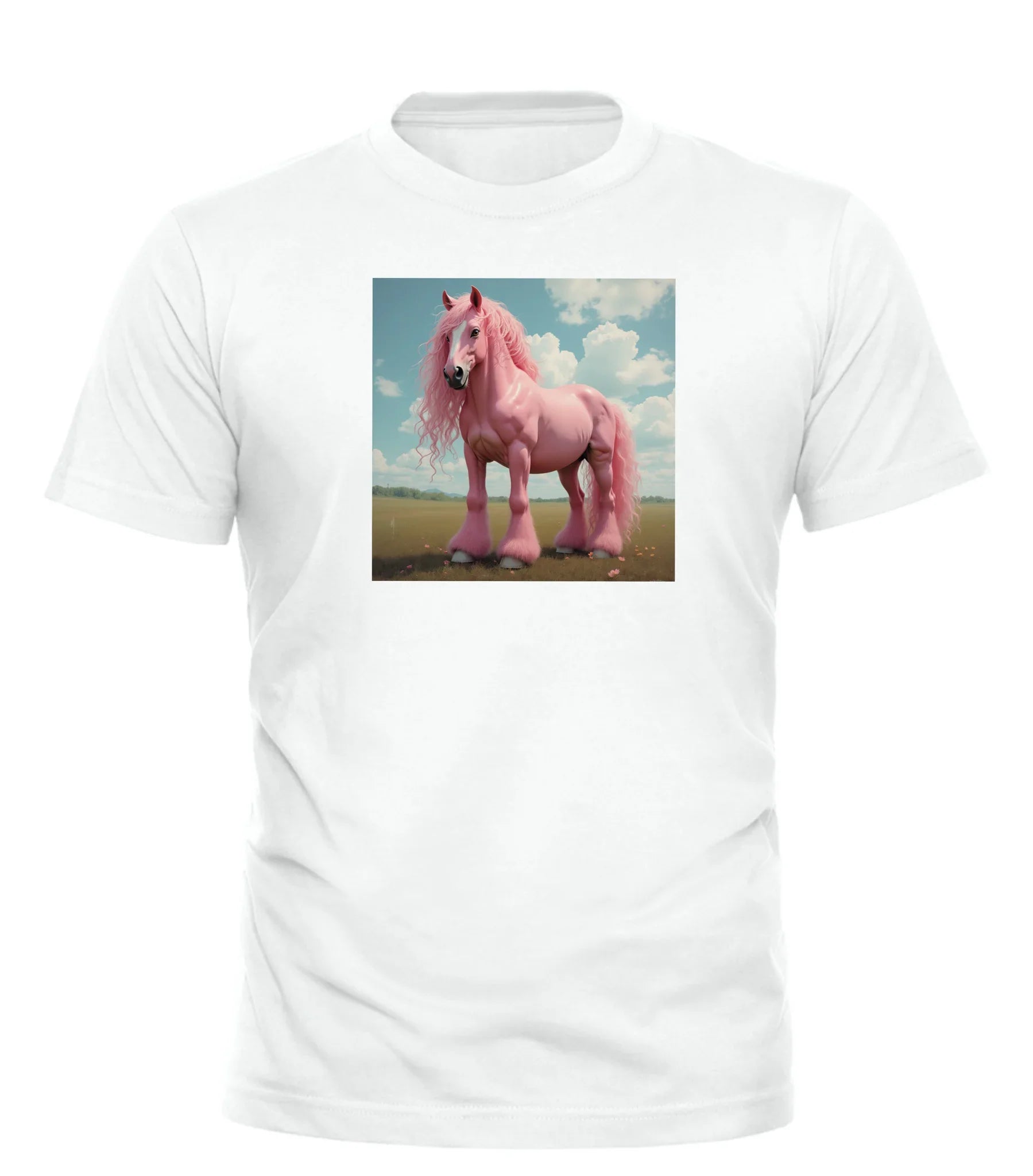Good Trouble Garments white pink pony club t-shirt with a detailed pink pony graphic on front