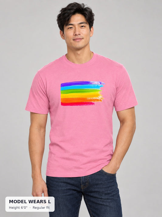 Pride Is Beautiful Rainbow Tee on an athletic model wearing size L, 6'0" - Good Trouble Fashion