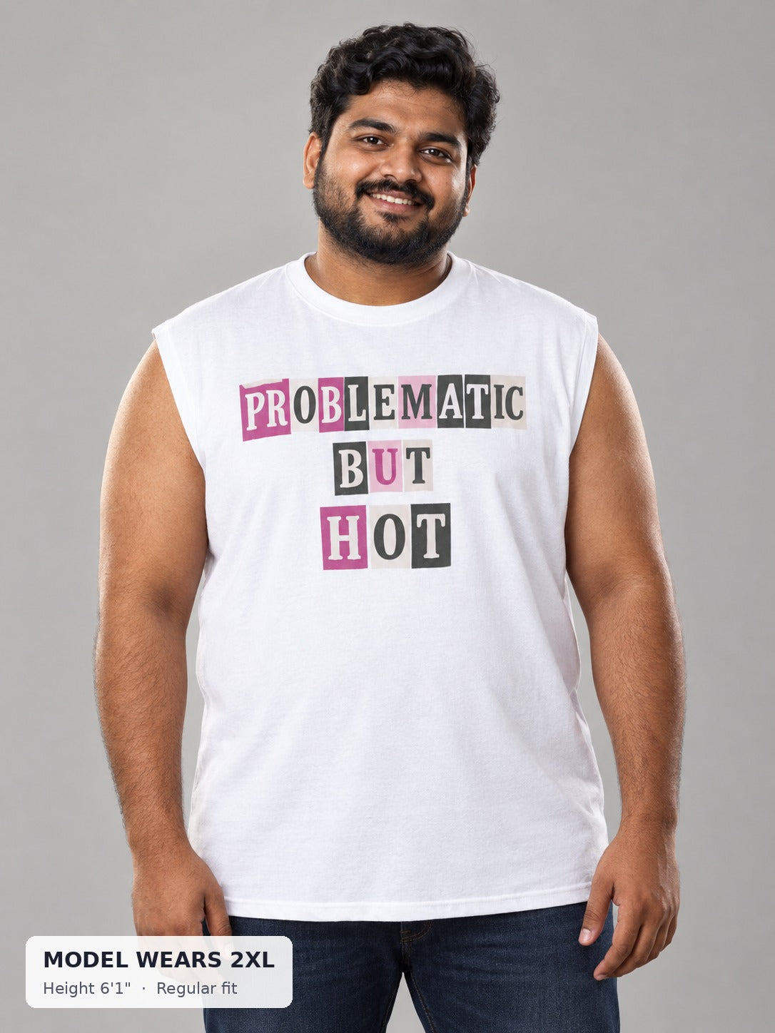 Problematic but Hot Tee on a plus-size model wearing size 2XL, 6'1" - Good Trouble Fashion