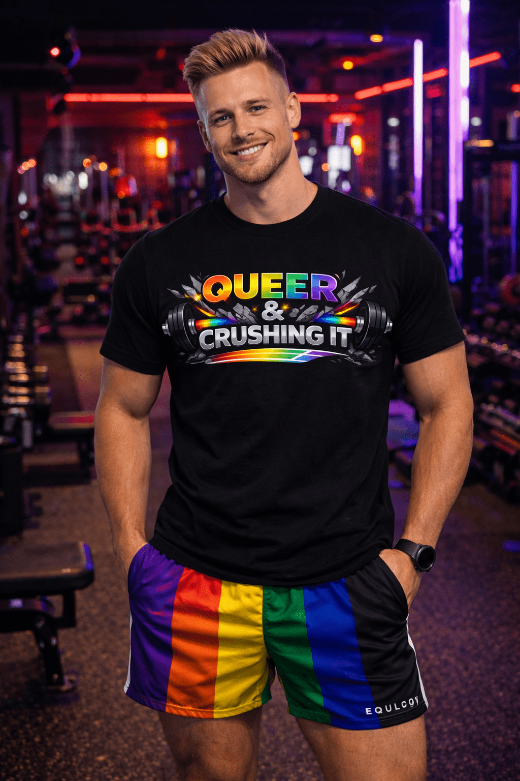 Queer Workout Tee | Crushing It Workout Tee from Good Trouble Fashion - Good Trouble Fashion