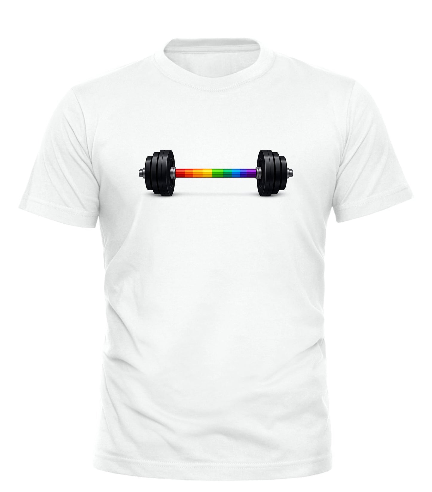 Rainbow Barbell Pride T-Shirt - Embrace LGBTQ Pride with this Fitness Workout Tee - Good Trouble Fashion