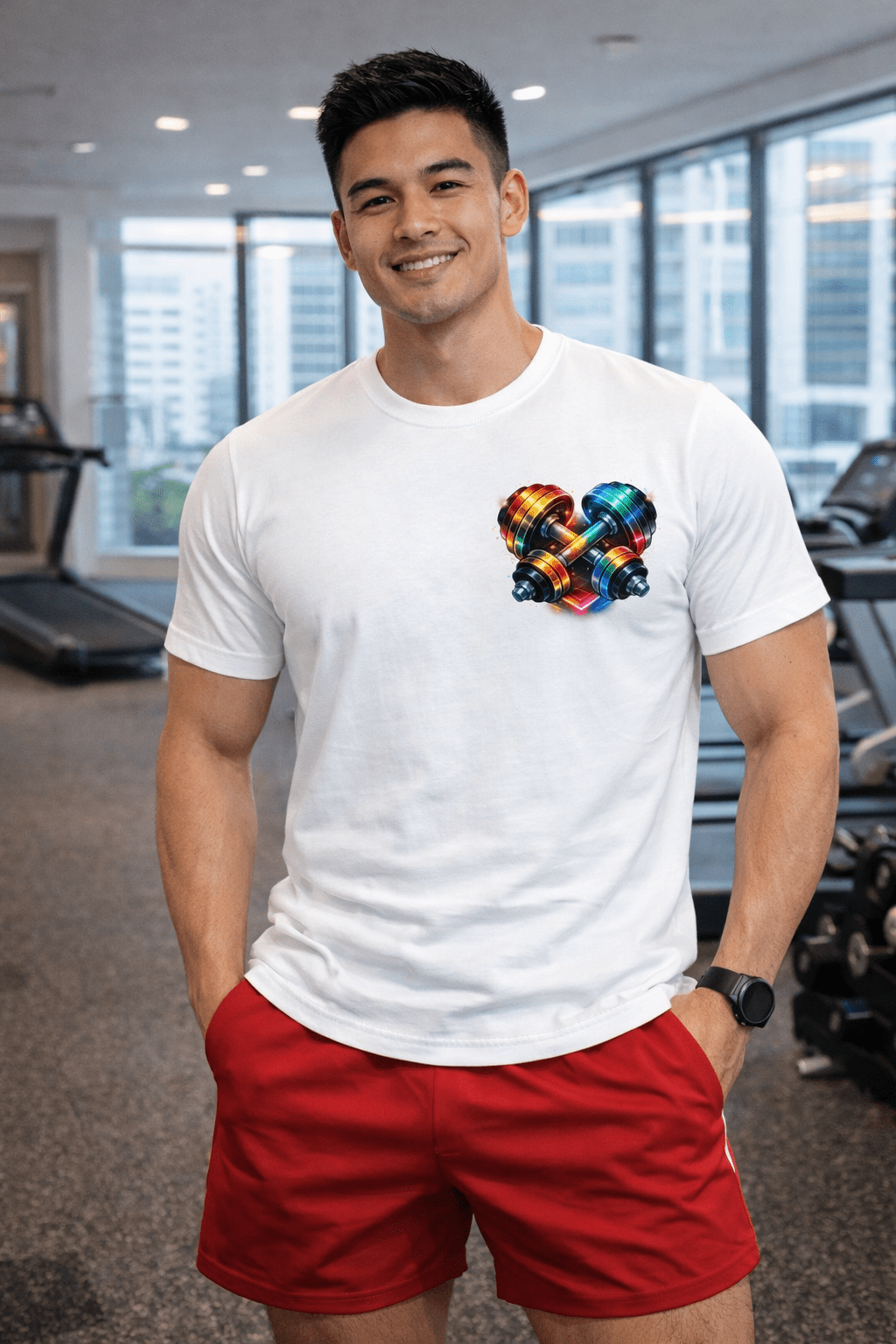 Rainbow Dumbbell T-shirt - Celebrate Pride with Good Trouble Fashion - Good Trouble Fashion