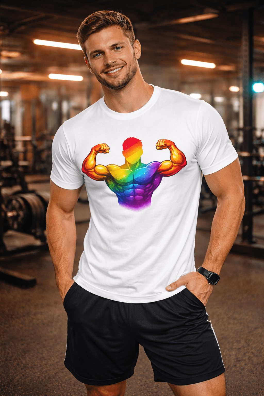 Rainbow Pride Muscle T-shirt - Good Trouble Fashion for Allies and LGBTQ+ Advocates - Good Trouble Fashion