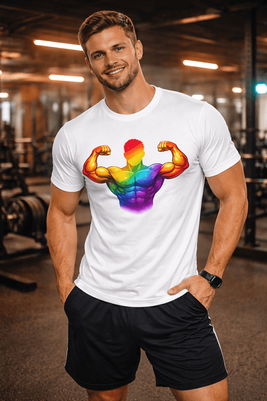 Rainbow Pride Muscle T-shirt - Good Trouble Fashion for Allies and LGBTQ+ Advocates - Good Trouble Fashion