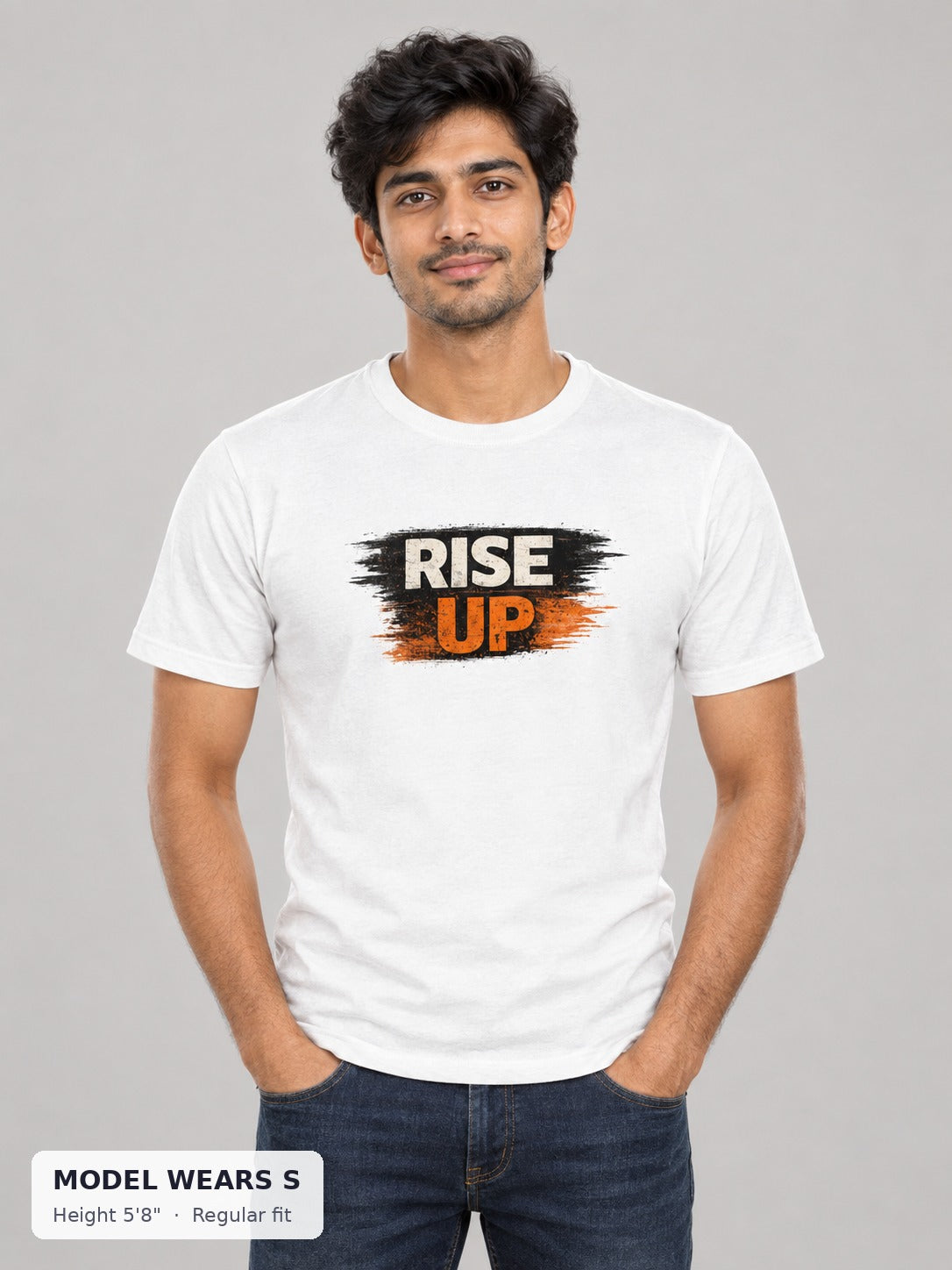 Rise Up Tee on a slim model wearing size S, 5'8" - Good Trouble Fashion