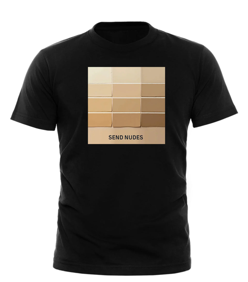 Black Good Trouble Garments send nudes t-shirt with skin tone color blocks graphic