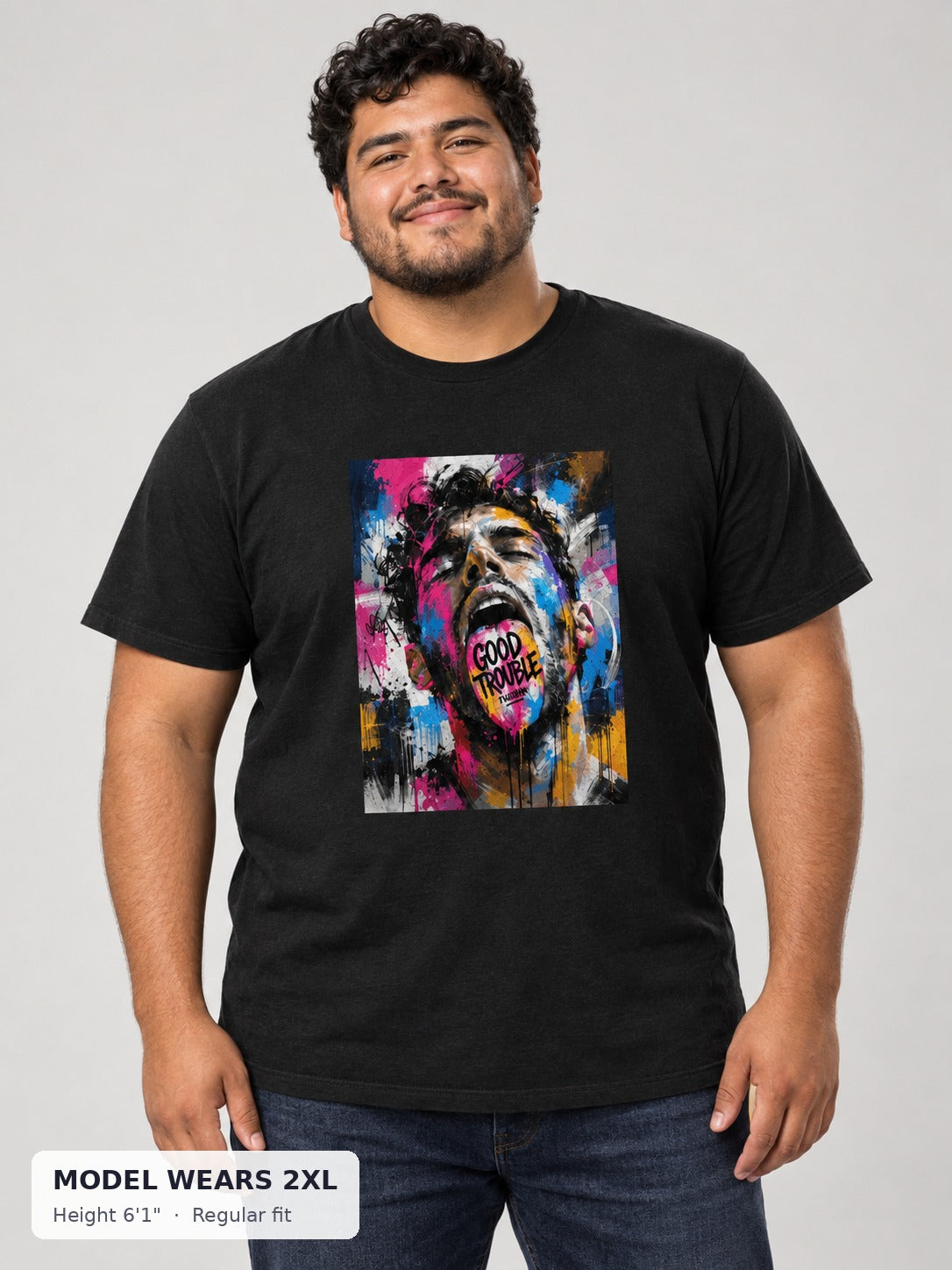 Speak Loud Tee on a plus-size model wearing size 2XL, 6'1" - Good Trouble Fashion