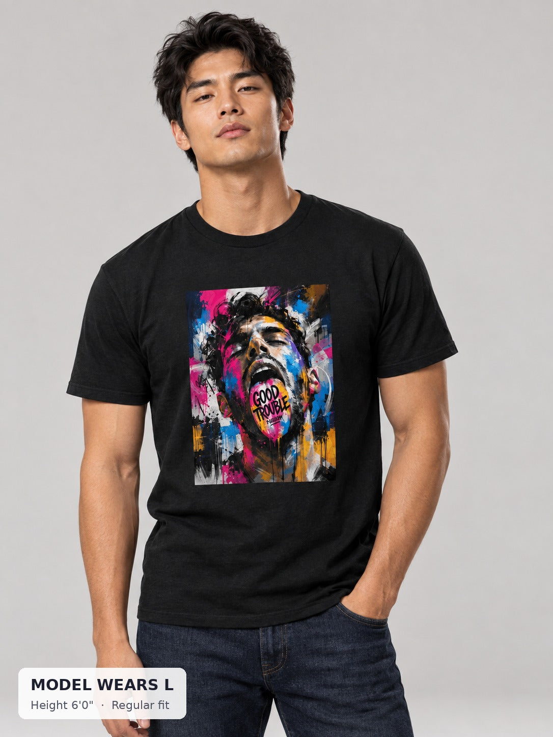 Speak Loud Tee on an athletic model wearing size L, 6'0" - Good Trouble Fashion