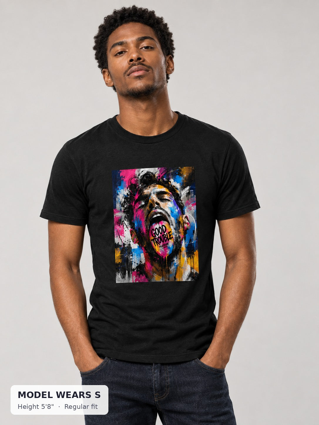Speak Loud Tee on a slim model wearing size S, 5'8" - Good Trouble Fashion