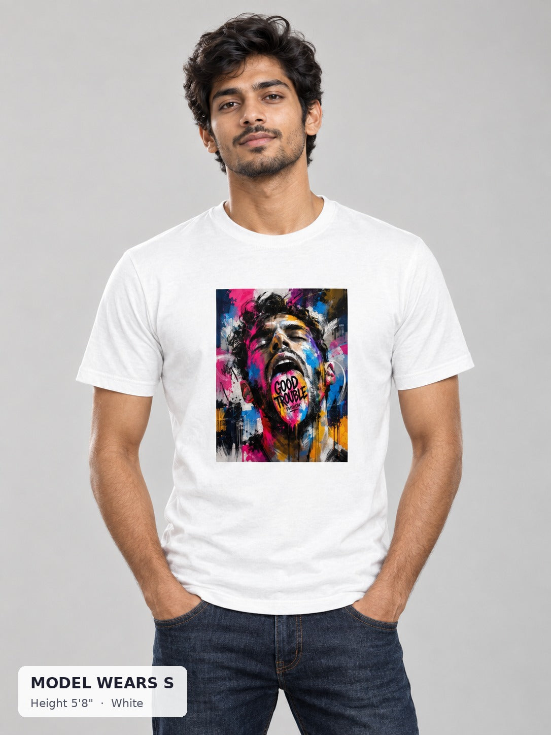 Speak Loud Tee in White on a slim model wearing size S, 5'8" - Good Trouble Fashion