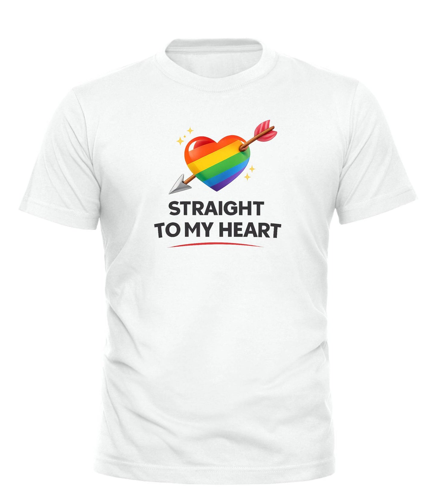 Straight to My Heart Pride T-Shirt - Celebrate Love and Queer Energy in Style - Good Trouble Fashion