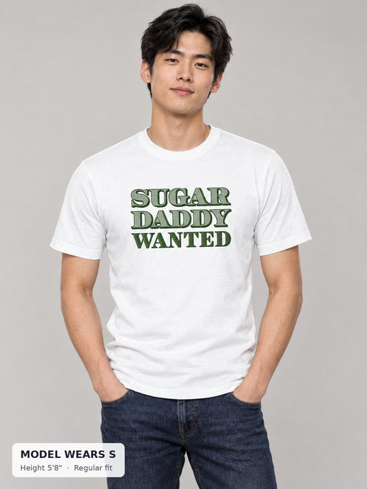 Sugar Daddy Wanted Tee on a slim model wearing size S, 5'8" - Good Trouble Fashion