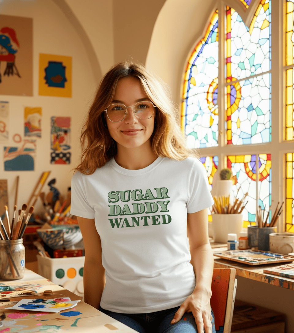 Sugar Daddy Wanted Tee - Trendy Graphic Tee for a Stylish Look - Good Trouble Fashion