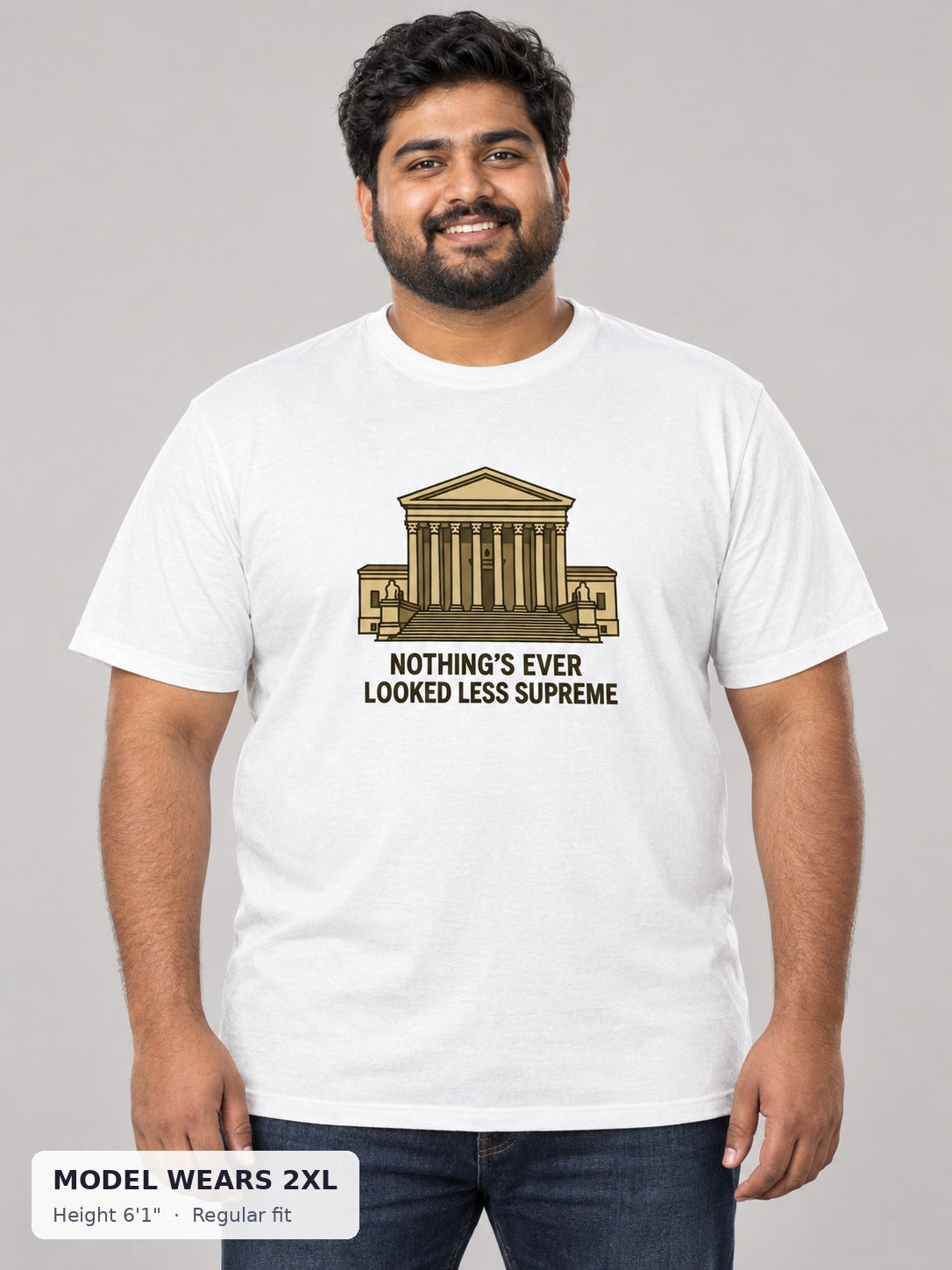 Supreme Court Sucks Protest Tee on a plus-size model wearing size 2XL, 6'1" - Good Trouble Fashion