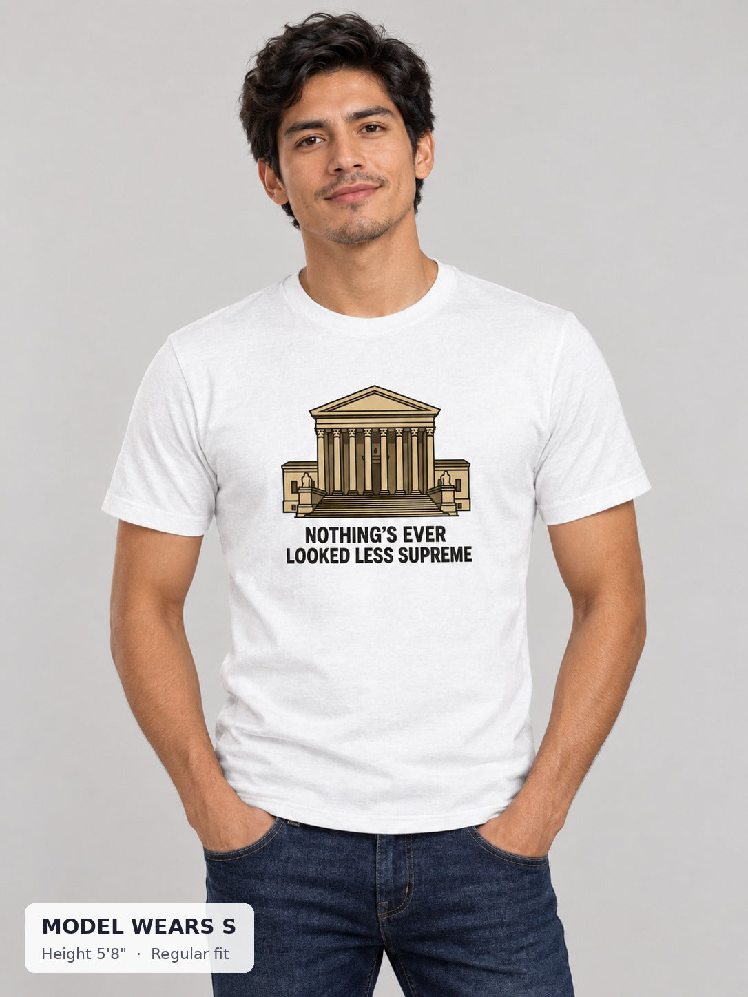 Supreme Court Sucks Protest Tee on a slim model wearing size S, 5'8" - Good Trouble Fashion