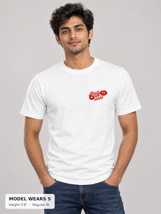 Sweet But Bite Tee on a slim model wearing size S, 5'8" - Good Trouble Fashion